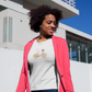Enjoy the RIDE! White Tee w Pink Detail- Darlin Primrose™
