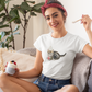 Whipped Cream on Kitten W Pink Rose- Woman's Softstyle Tee- Darlin Primrose™