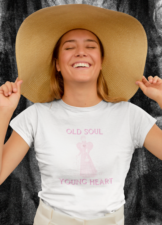 OLD SOUL, YOUNG HEART -Women's Softstyle Tee ( White) - Darlin Primrose