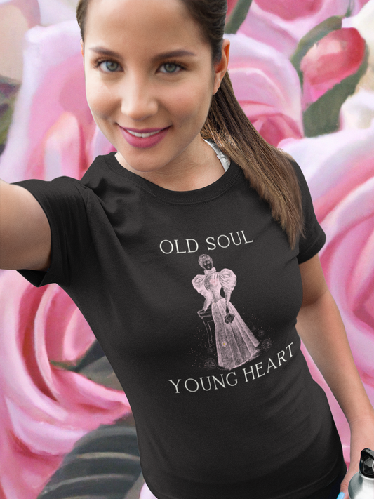 Old Soul, Young Heart-Women's Softstyle Tee ( Black) - Darlin Primrose